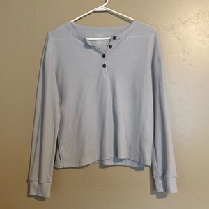 Baby Blue quarter button long sleeve
